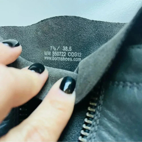 Born Mila In Charcoal Leather/Suede Zippered Boots - Picture 8 of 9